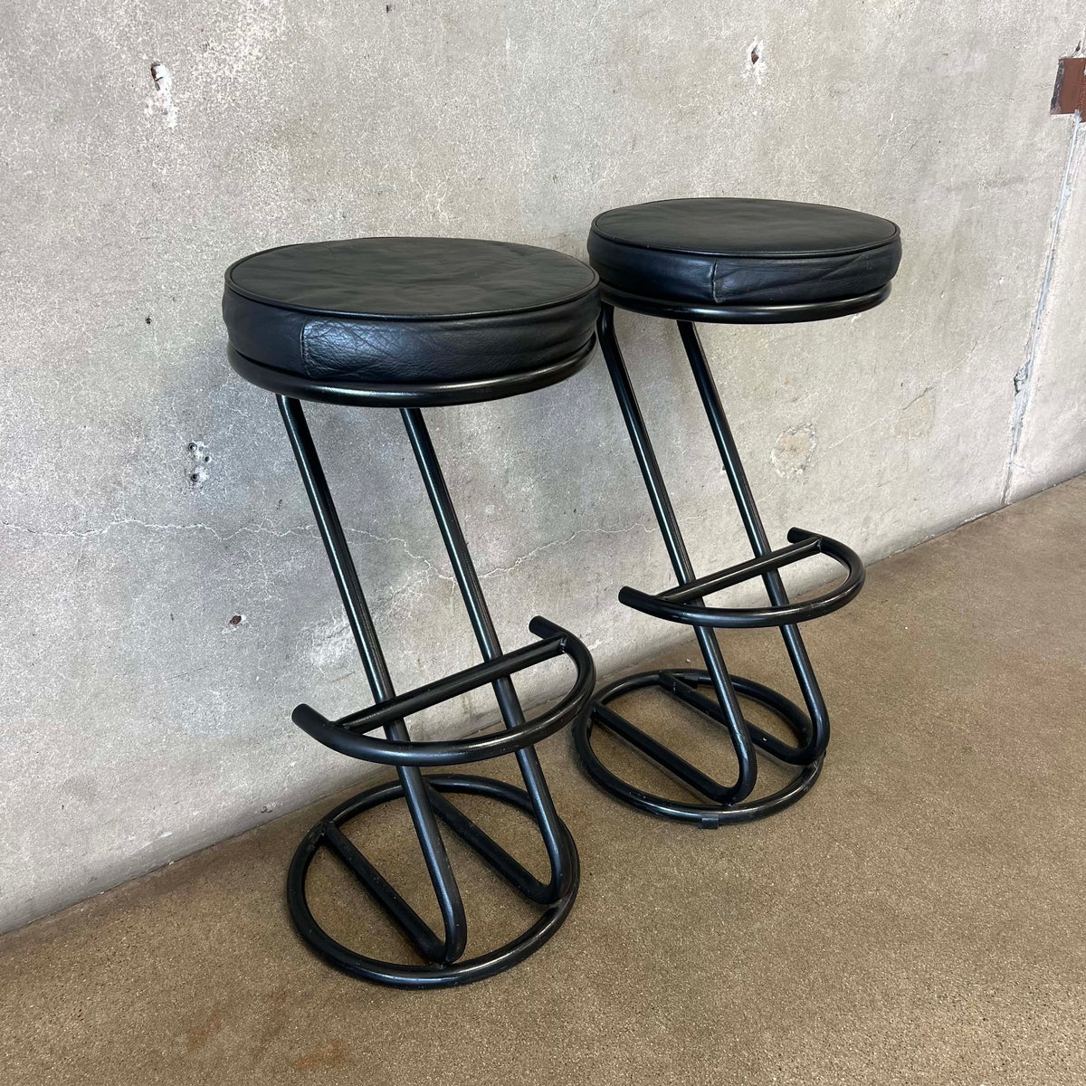 Vintage Post Modern Black Barstools