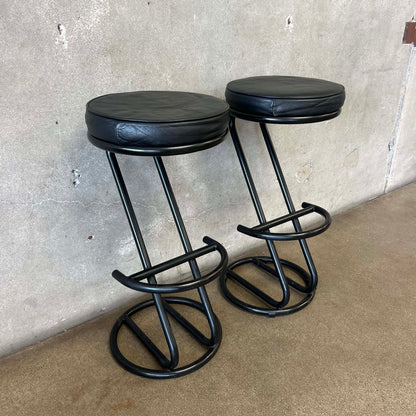 Vintage Post Modern Black Barstools
