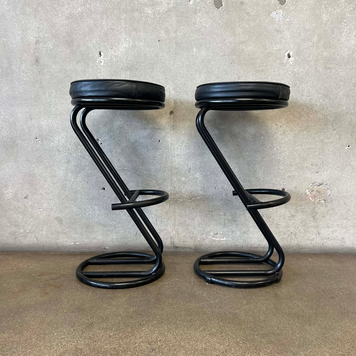 Vintage Post Modern Black Barstools