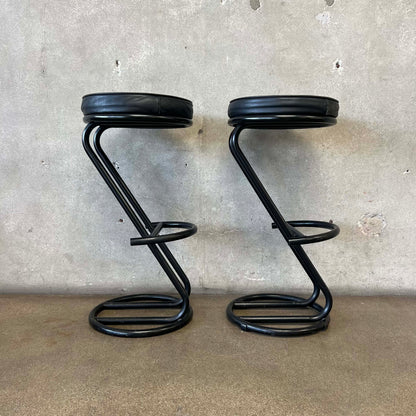 Vintage Post Modern Black Barstools