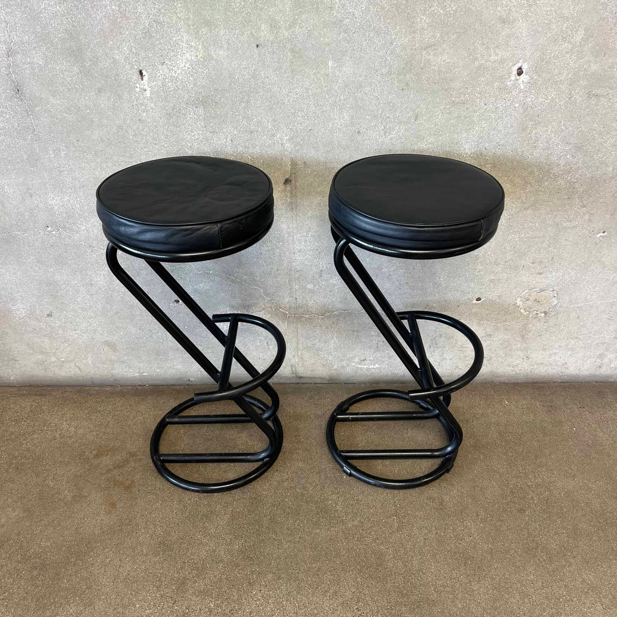 Vintage Post Modern Black Barstools
