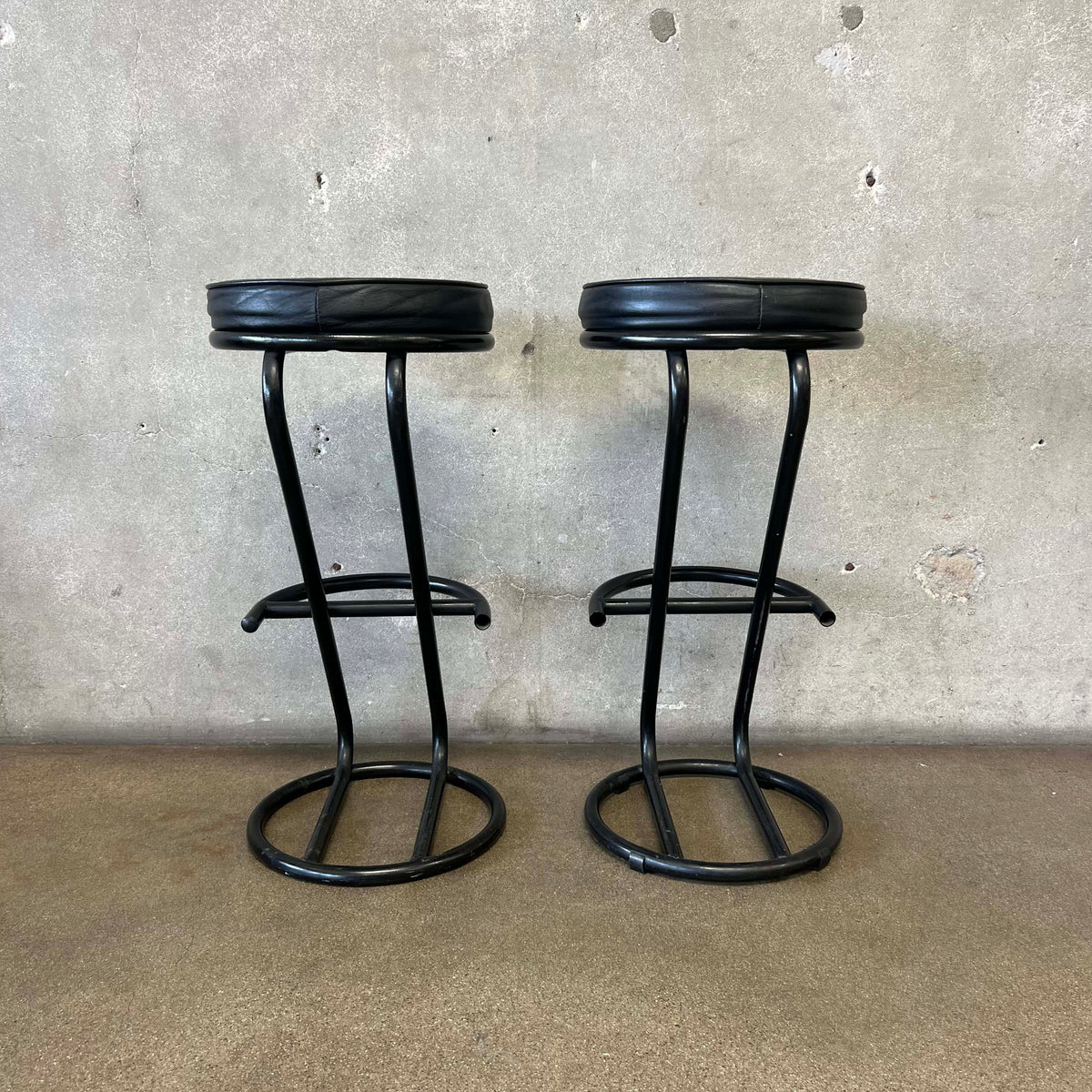 Vintage Post Modern Black Barstools
