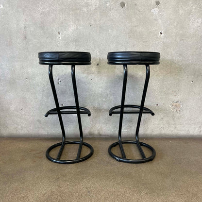 Vintage Post Modern Black Barstools