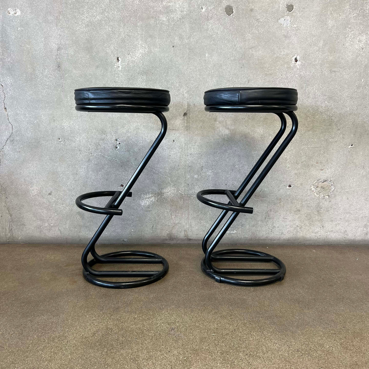 Vintage Post Modern Black Barstools