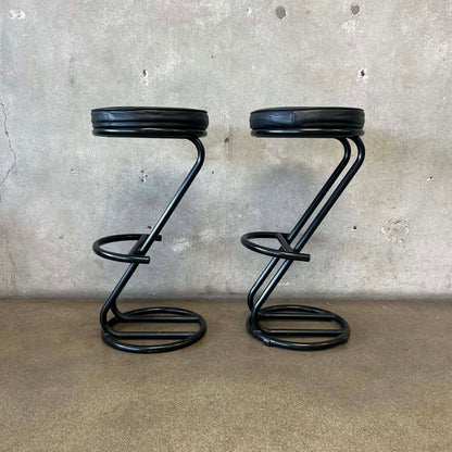 Vintage Post Modern Black Barstools