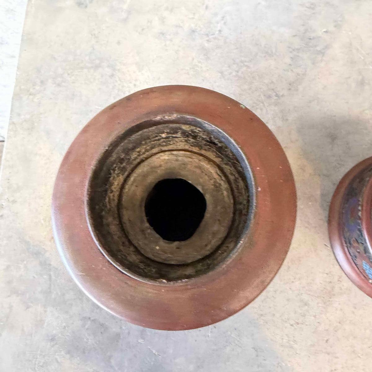 Pair of Antique Japanese Bronze & Enamel Lamp Bases / Candle Holders c. 1890–1920