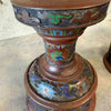 Pair of Antique Japanese Bronze & Enamel Lamp Bases / Candle Holders c. 1890–1920