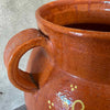 Vintage Mexican Folk Pottery Olla / Pot with Iron Stand c. 1950s