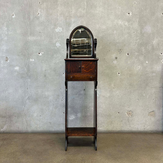Antique Tiger Entry/Hall Stand w/Beveled Mirror