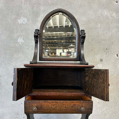 Antique Tiger Entry/Hall Stand w/Beveled Mirror