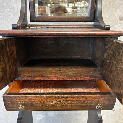 Antique Tiger Entry/Hall Stand w/Beveled Mirror