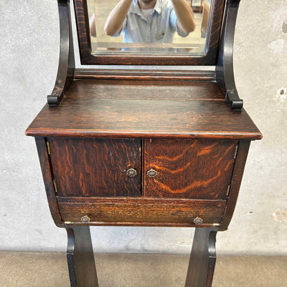 Antique Tiger Entry/Hall Stand w/Beveled Mirror
