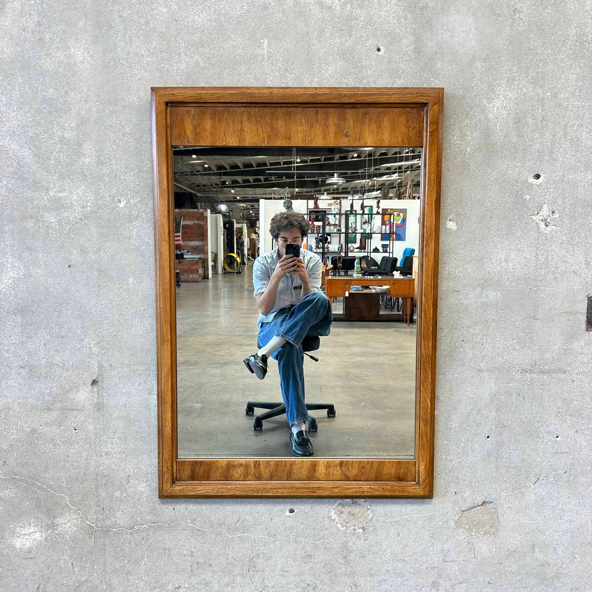 Vintage Drexel Wood Frame Wall Mirror
