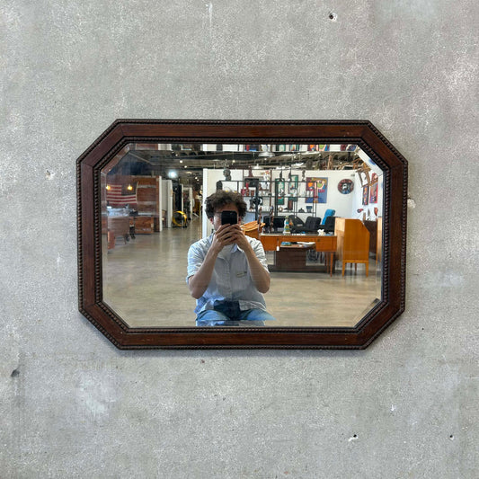 Vintage Oak Wood Framed Wall Mirror