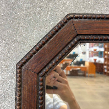 Vintage Oak Wood Framed Wall Mirror