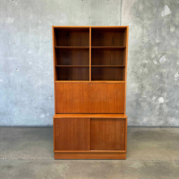 Mid Century Teak Secretary Desk Cabinet With Key