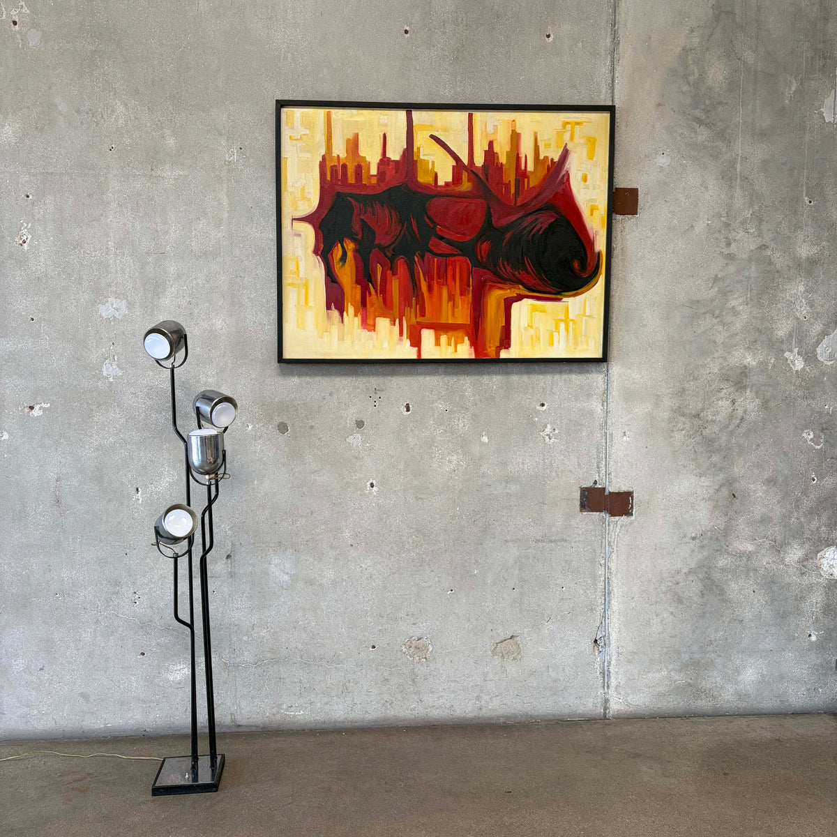 Mid Century Abstract Oil Painting "Bull"