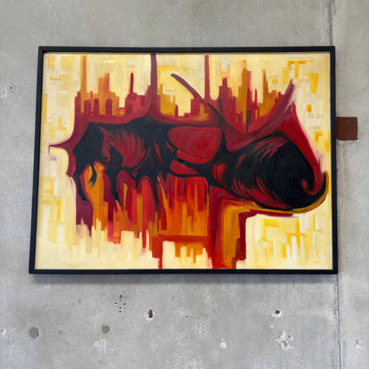 Mid Century Abstract Oil Painting "Bull"