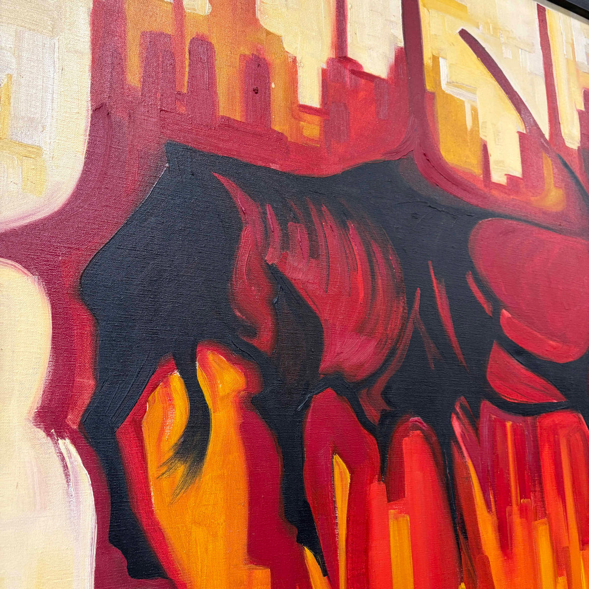 Mid Century Abstract Oil Painting "Bull"