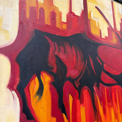 Mid Century Abstract Oil Painting "Bull"