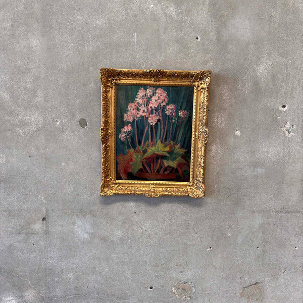 Antique Oil Still Life Of Begonias