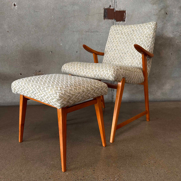 Vintage Late 60s Danish Arm Chair & Ottoman