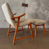 Vintage Late 60s Danish Arm Chair & Ottoman