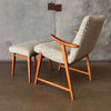 Vintage Late 60s Danish Arm Chair & Ottoman