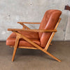 Contemporary MCM Leather & Walnut Chair