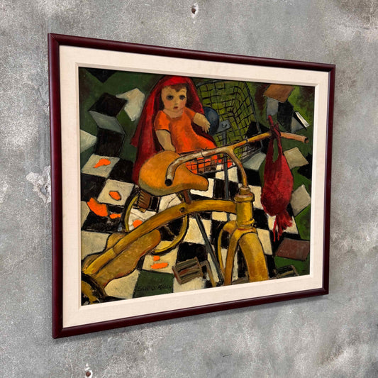 Mid Century Surreal Painting  Oil On Board Edgar O. Kiechle - 1951
