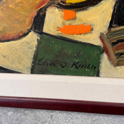 Mid Century Surreal Painting  Oil On Board Edgar O. Kiechle - 1951