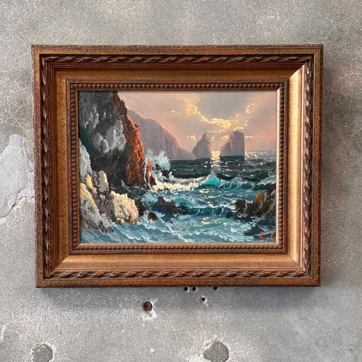 Mid Century Seascape Oil On Canvas - Signed