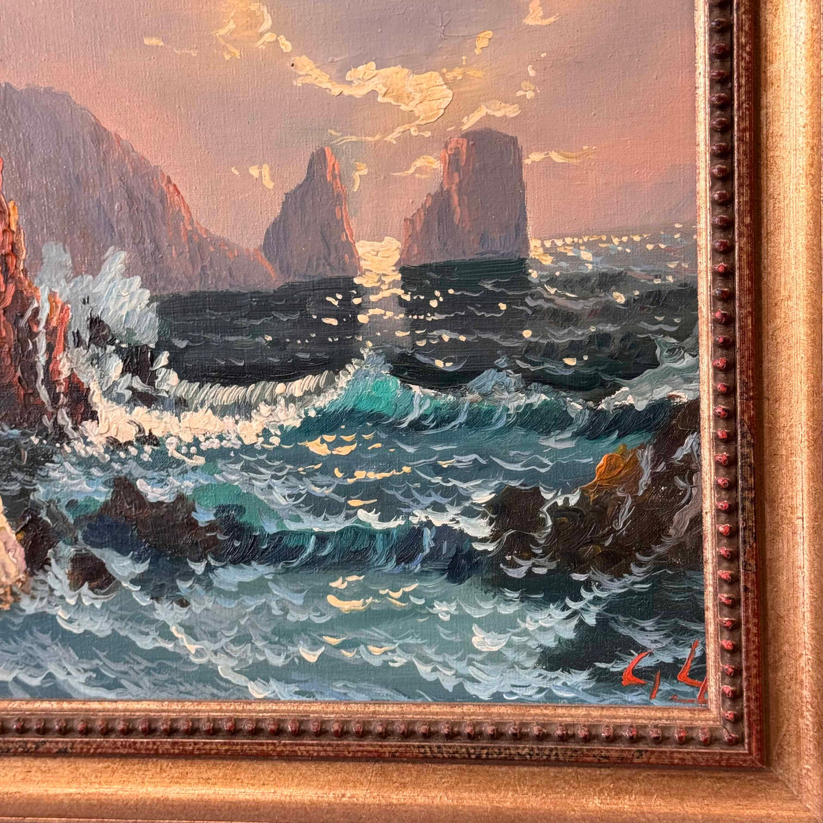 Mid Century Seascape Oil On Canvas - Signed