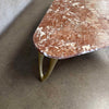 Mid Century Triangular Coffee Table With Red Marble & Brass Legs