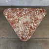 Mid Century Triangular Coffee Table With Red Marble & Brass Legs