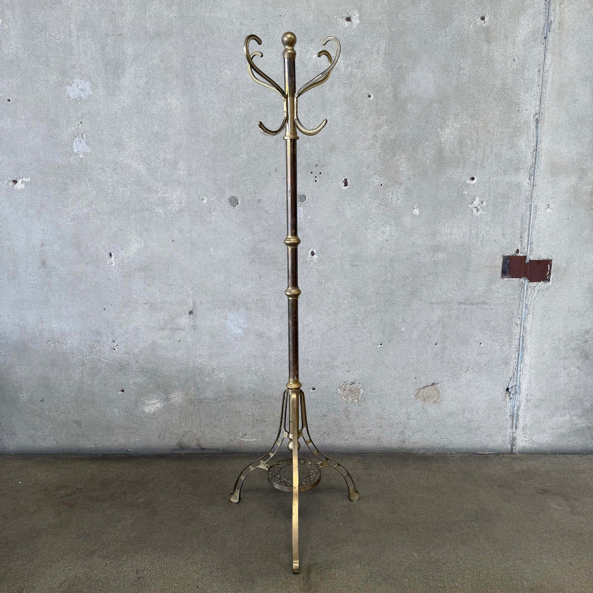 Vintage Korean Brass Hall Tree Coat Rack