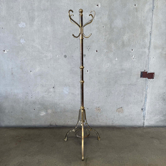 Vintage Korean Brass Hall Tree Coat Rack