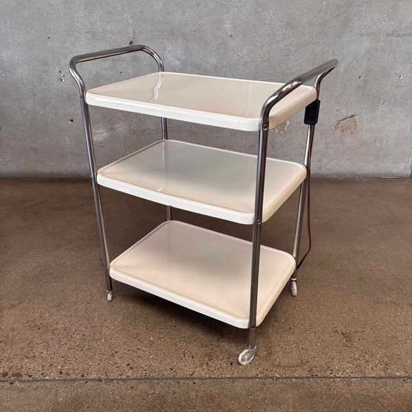 Vintage Off-White 3-Tier Rolling Cart w/ Original Outlet