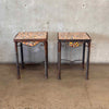 Pair of Antique Steel & Terra Cotta Side Tables