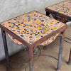 Pair of Antique Steel & Terra Cotta Side Tables