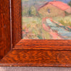 Small Oil Painting on Board in Mission Style Oak Frame