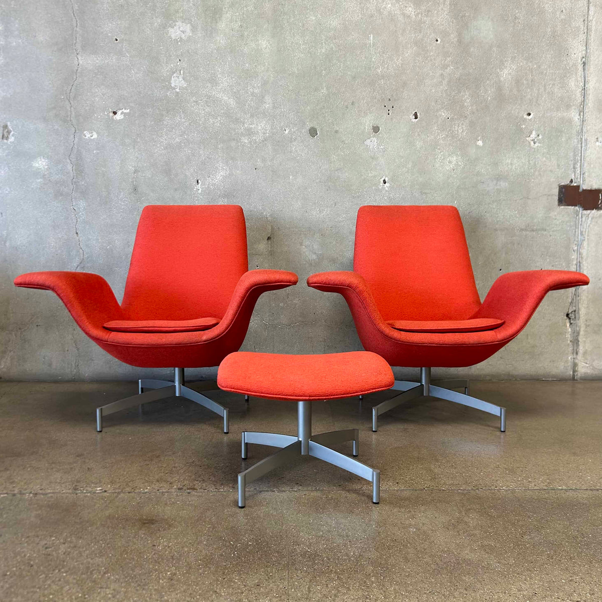 Atomic Dialogue Lounge Chairs w/ One Matching Ottoman - 3 Piece Set