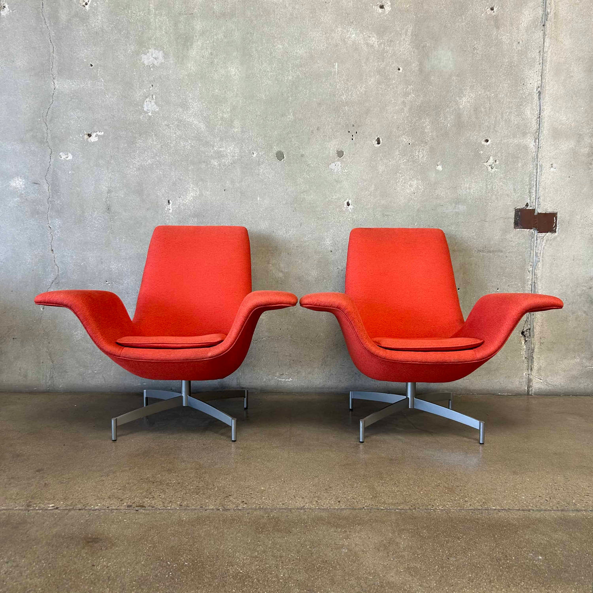 Atomic Dialogue Lounge Chairs w/ One Matching Ottoman - 3 Piece Set