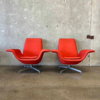 Atomic Dialogue Lounge Chairs w/ One Matching Ottoman - 3 Piece Set