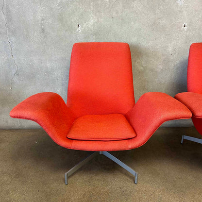Atomic Dialogue Lounge Chairs w/ One Matching Ottoman - 3 Piece Set
