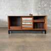 Mid Century Walnut Tambor Door Credenza