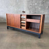 Mid Century Walnut Tambor Door Credenza