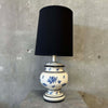 Vintage 1950s Blue Floral Lamp w/ New Shade (Rewired)