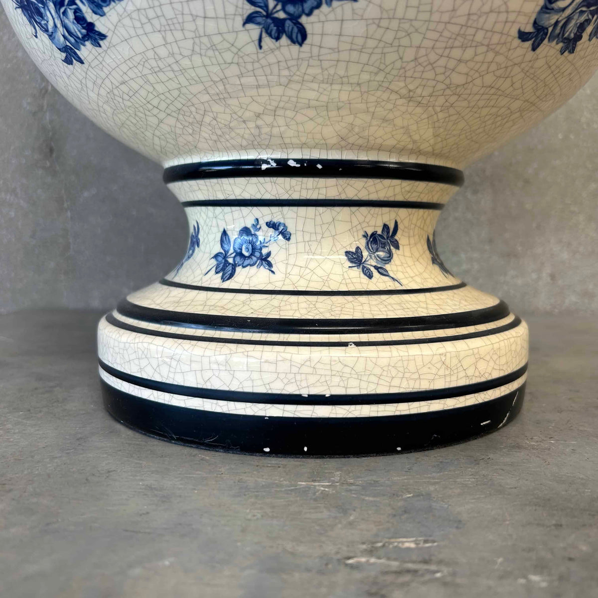 Vintage 1950s Blue Floral Lamp w/ New Shade (Rewired)