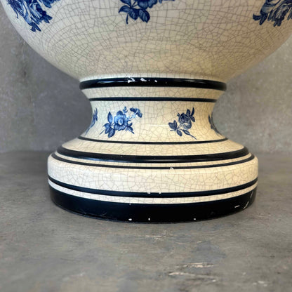 Vintage 1950s Blue Floral Lamp w/ New Shade (Rewired)